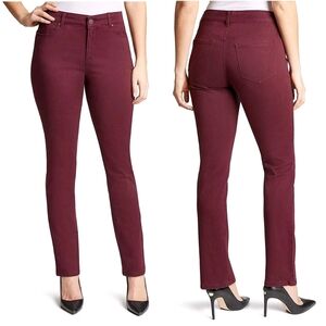 Bandolino AMY Deluxe Super Stretch Straight Leg Burgundy Pants Size 14 NWT